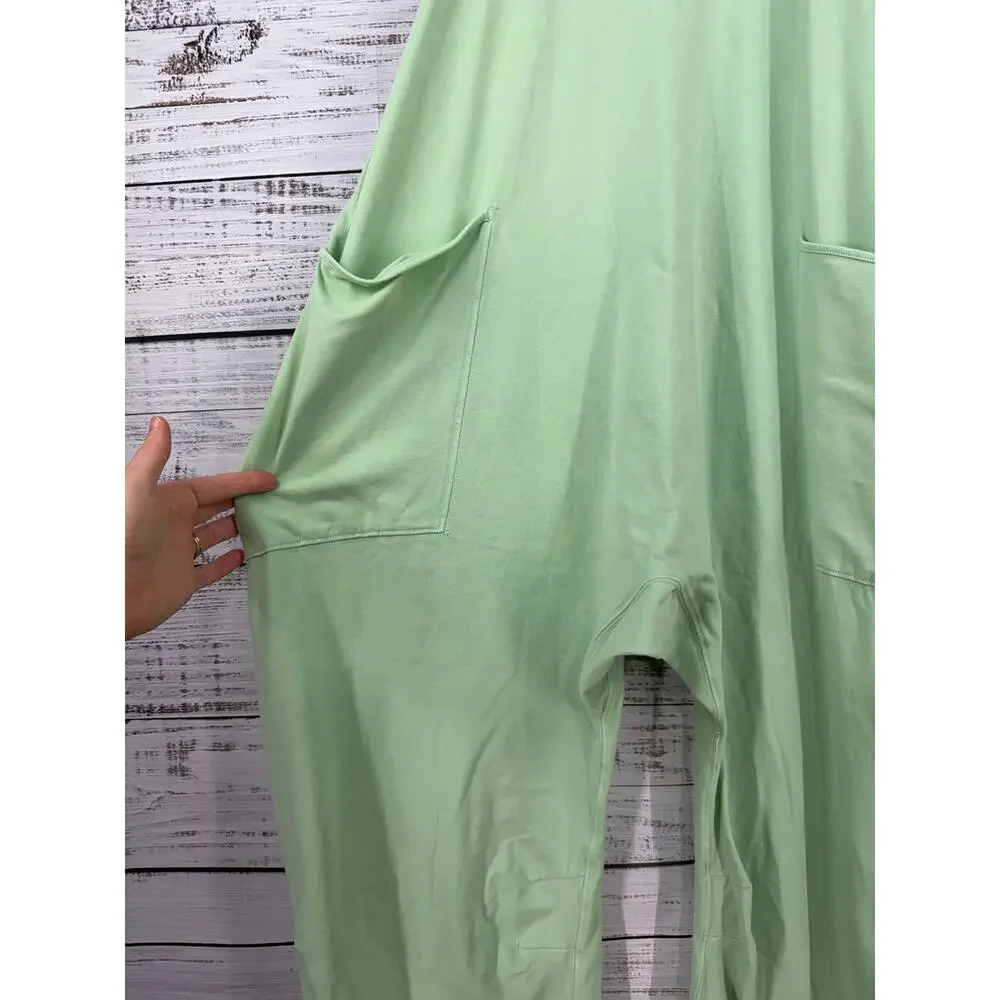 Free People Movement Hot Shot Jumpsuit Medium NEW Bright Jade Green Boho Slouchy